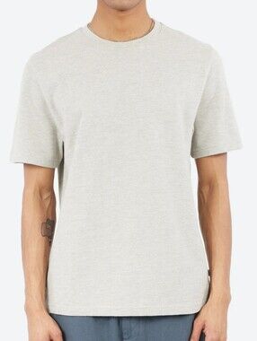 WAX London Dean  Grey Marl Textured Organic Cotton T-Shirt Size Medium